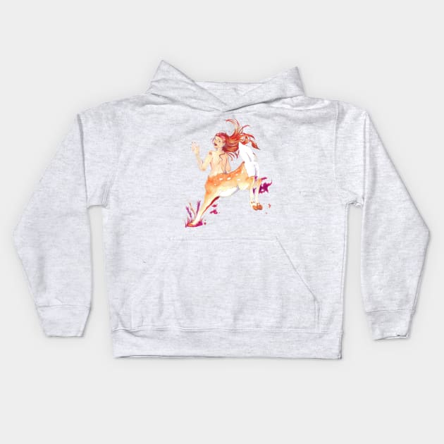 On the Move - Deer Centaur Lady - Fantasy Art Kids Hoodie by FishWithATopHat